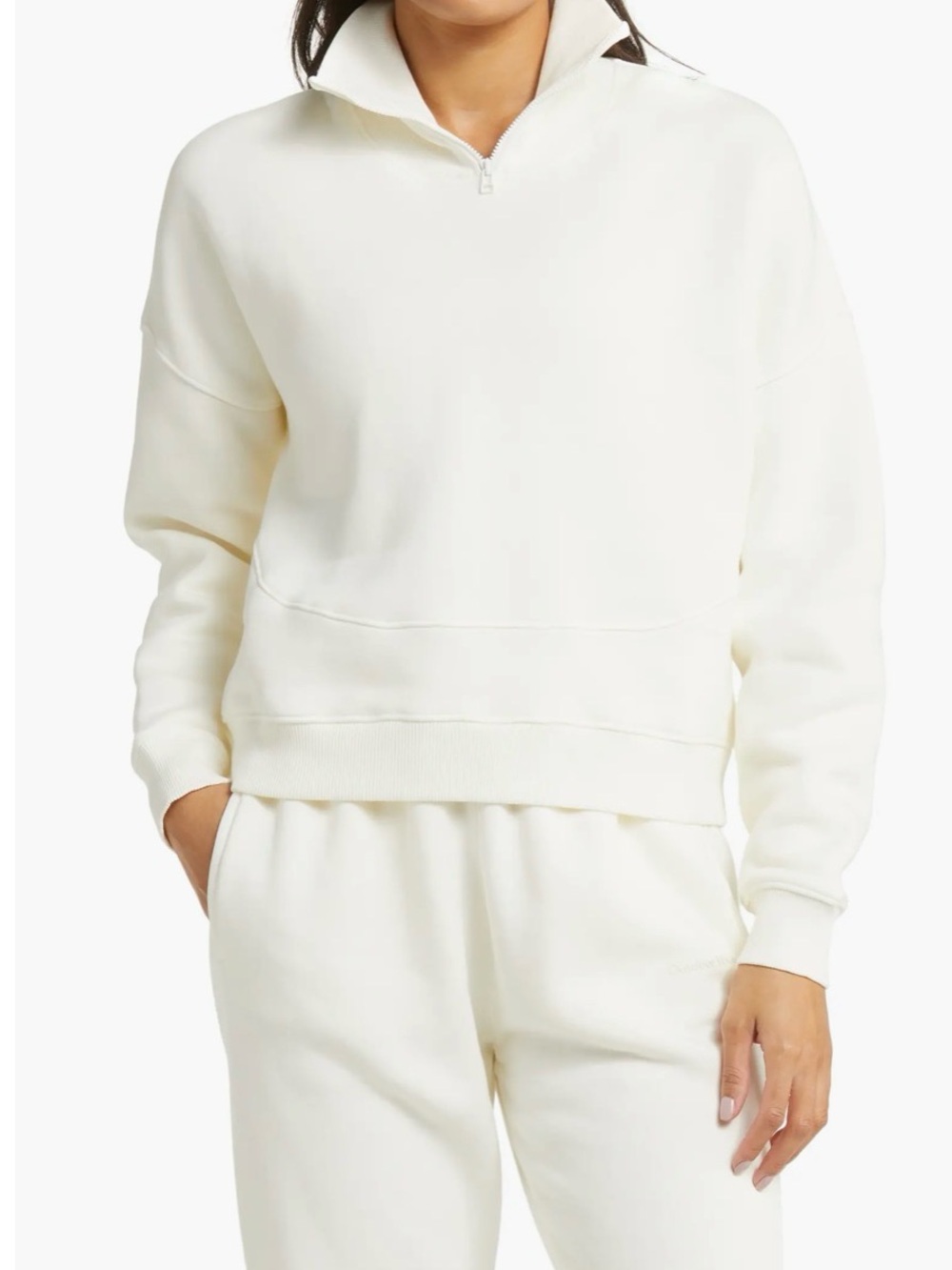 Outdoor Voices Nimbus Quarter Zip Cotton Sweatshirt- Mint Sage